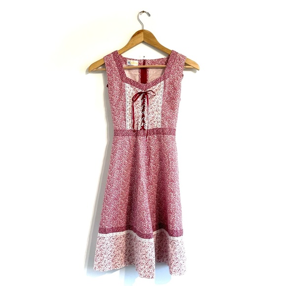 Vintage Dresses & Skirts - Vintage Handmade Cottagecore Dress floral sleeveless knee length prairie